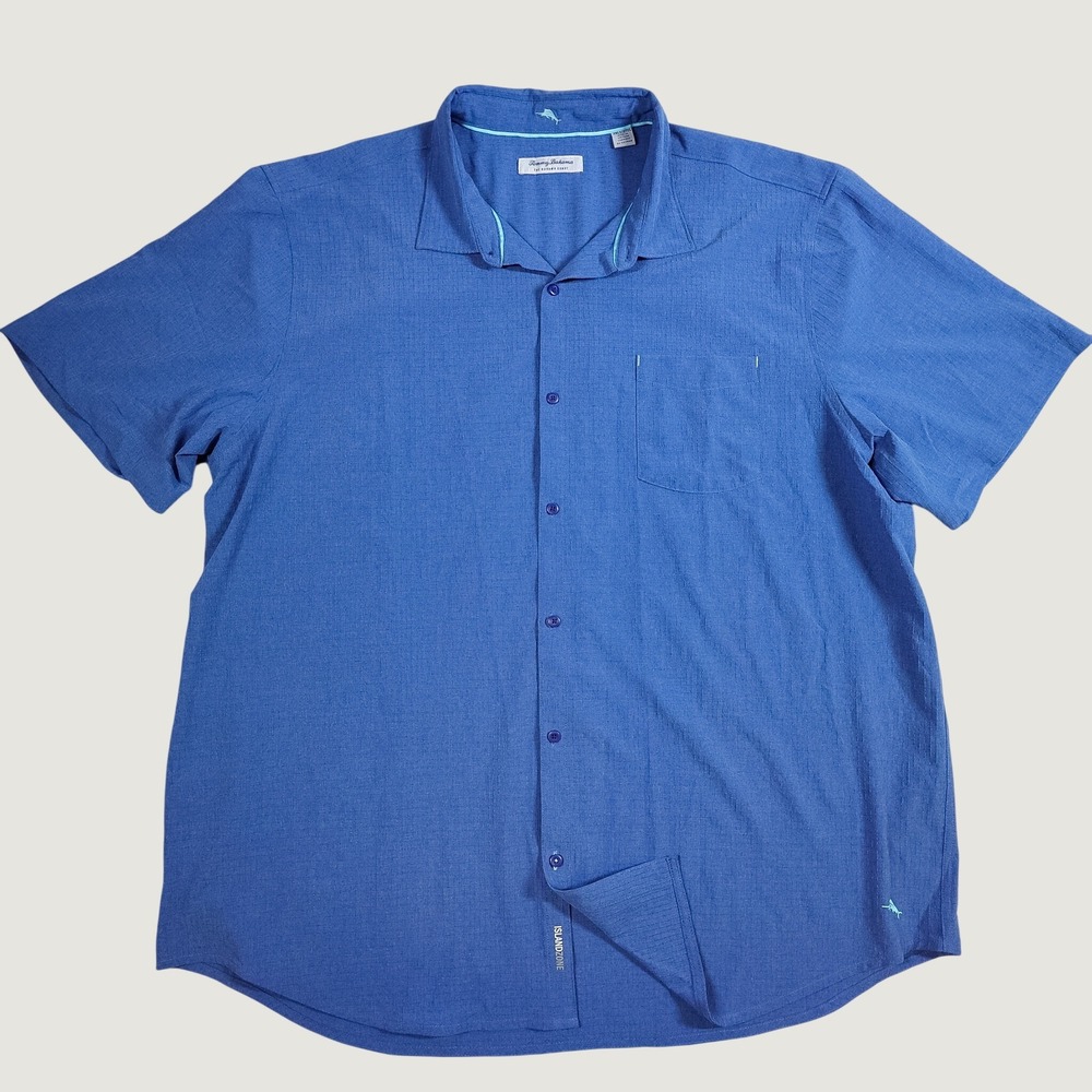 Tommy Bahama The Bahama Coast IslandZone Shirt 3XLT Blue Performance‎ Textured
